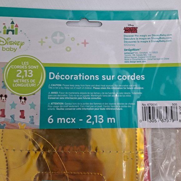 Mickey Mouse String Decorations First Birthday Party 7 Ft Long Six Pieces - Picture 7 of 10